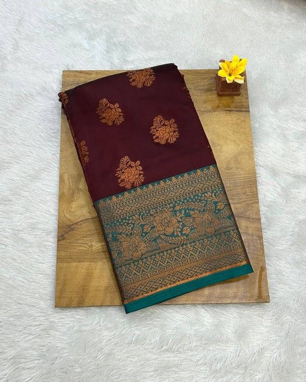 Maroon Colour Semi Silk Saree