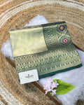 Golden Colour Semi Silk Saree with Contrast Green Border