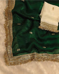 Green Colour Soft Fandy Work Saree