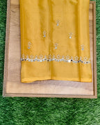 Ivory Colour Georgette Mirror Cut Work Saree