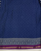 Blue Colour Mal Cotton Indigo Printed Saree with Contrast Border