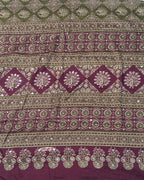 Mehendi Green Colour Ajrakh Print Mirror work Saree