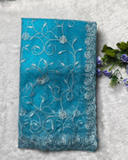 Sky Blue Colour Soft Net Cutwork border Saree