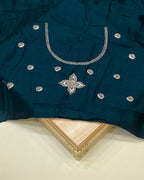 Petrol Blue Colour Vichitra Silk Wok Saree