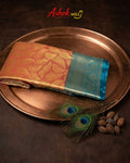 Peach Colour Kanjivaram Silk Saree with Contrast Border