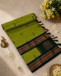 Parrot Green Colour Gadwal Cotton Silk Saree