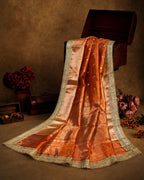 Rusty Orange Colour Tissue Silk Saree