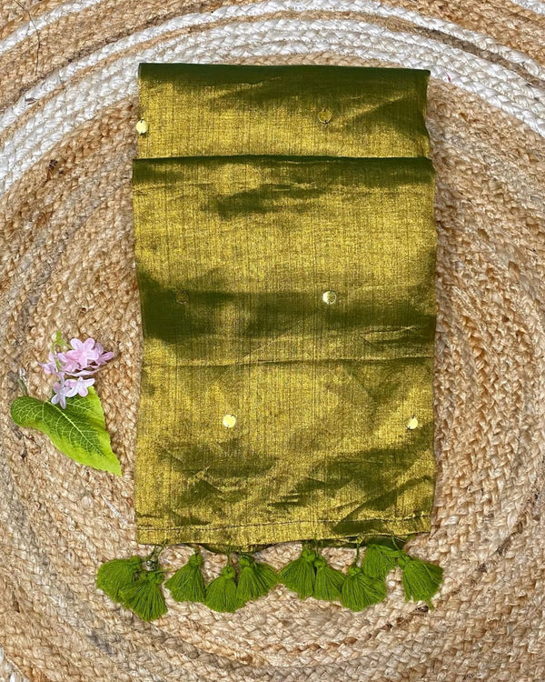 Green-Gold Colour Raga Tissue Silk Saree