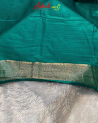 Rama Green Colour Soft Satin Silk Saree With Moti Border