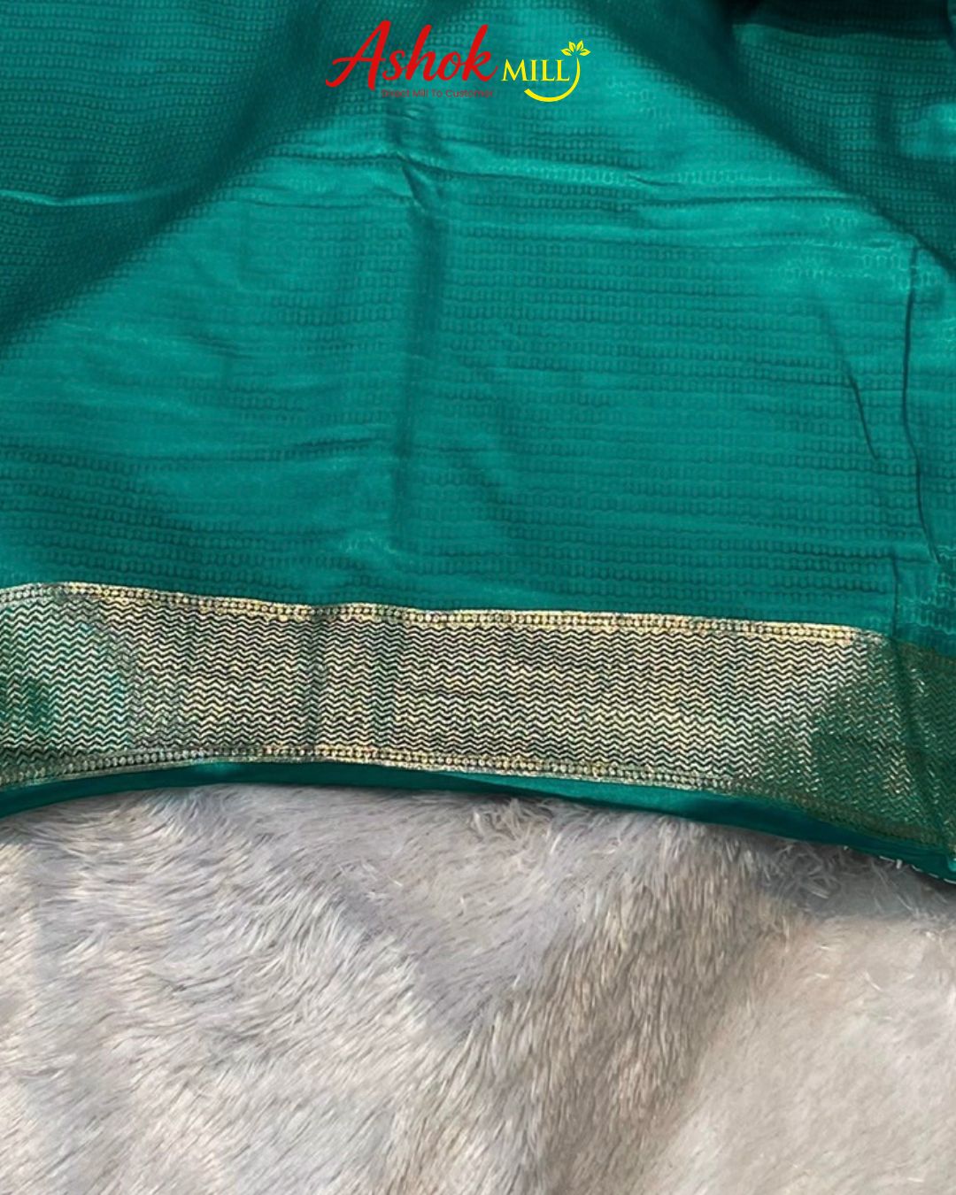 Rama Green Colour Soft Satin Silk Saree With Moti Border