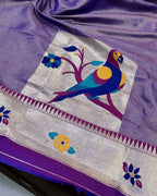 Purple Colour Bamboo Paithani Saree M 15237