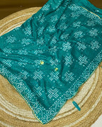 Rama Green Colour Batik Cotton Saree