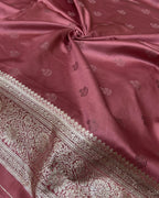 Dusty Rose Pink Colour Soft Satin Silk Saree