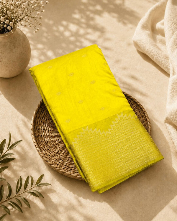 Yellow Colour Semi Silk Dual Shine Zari Saree