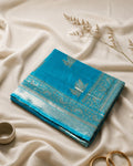 Rama Green Colour Semi Silk Saree with Golden Rich Border