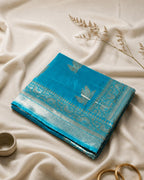 Rama Green Colour Semi Silk Saree with Golden Rich Border