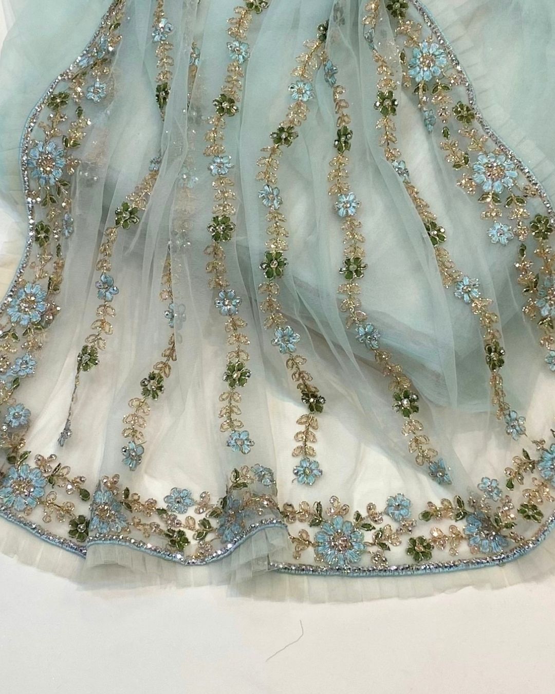 Sky Blue Colour Soft Net Stone Work Saree