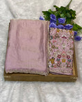 Lavender Colour Fandy Saree With Heavy work Blouse Piece