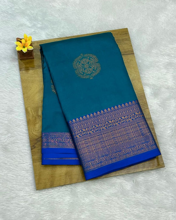 Blue Colour Semi Silk Saree