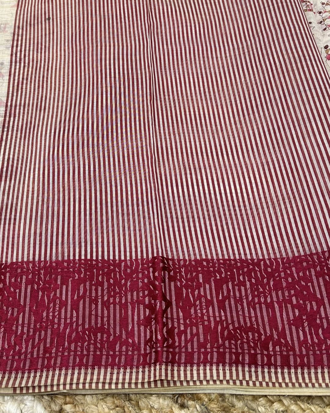 Off White Colour Cotton Warli Design Saree