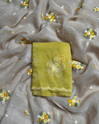 Light Beige Colour Floral Embroidered Designer Saree