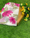 White Colour Floral Georgette Saree