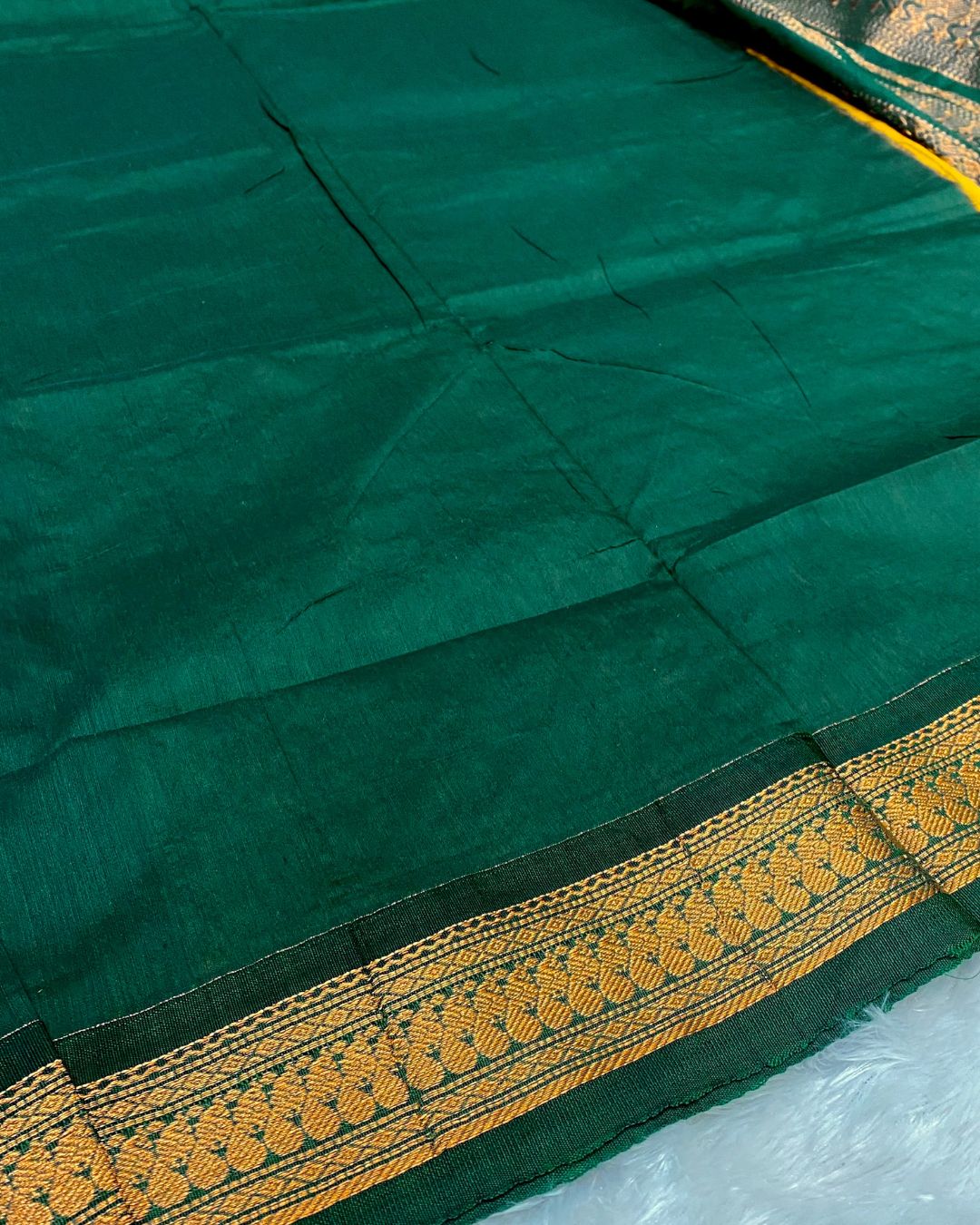 Mustard Yellow Colour Gadwal Cotton Silk Saree