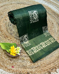 Green Colour Cotton-Blend Paisley Printed Saree
