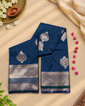 Blue Colour Semi-Silk Saree with Rich Zari Pallu