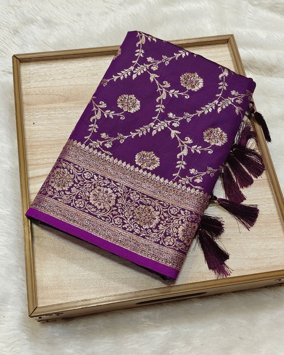 Violet Colour Banarasi Silk Saree
