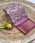 Magenta Colour Cotton-Blend Paisley Printed Saree