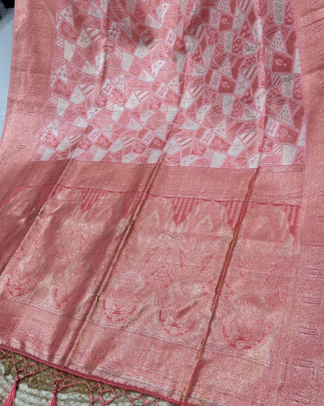 Peach Colour Semi Silk Zari Saree