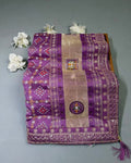 Lavender Colour Crunchy Silk Work Saree