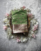 Sage Green Colour Soft Satin Silk Muniya Border Saree