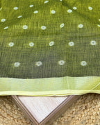 Moss Green Colour Khadi Cotton Saree