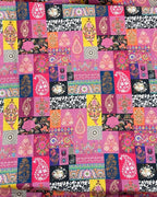 Viscose Pink Colour Digital Patchwork Printed Saree
