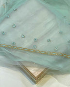 Sky Blue Colour Soft Net Stone Work Saree