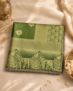 Moss Green Colour Soft Silk Saree With Moti Border
