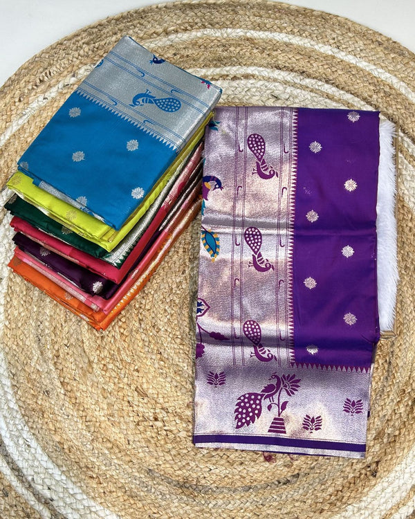 Purple Colour Silk Paithani Saree