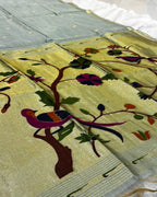 Aqua Blue Colour  Thread work Cotton Saree