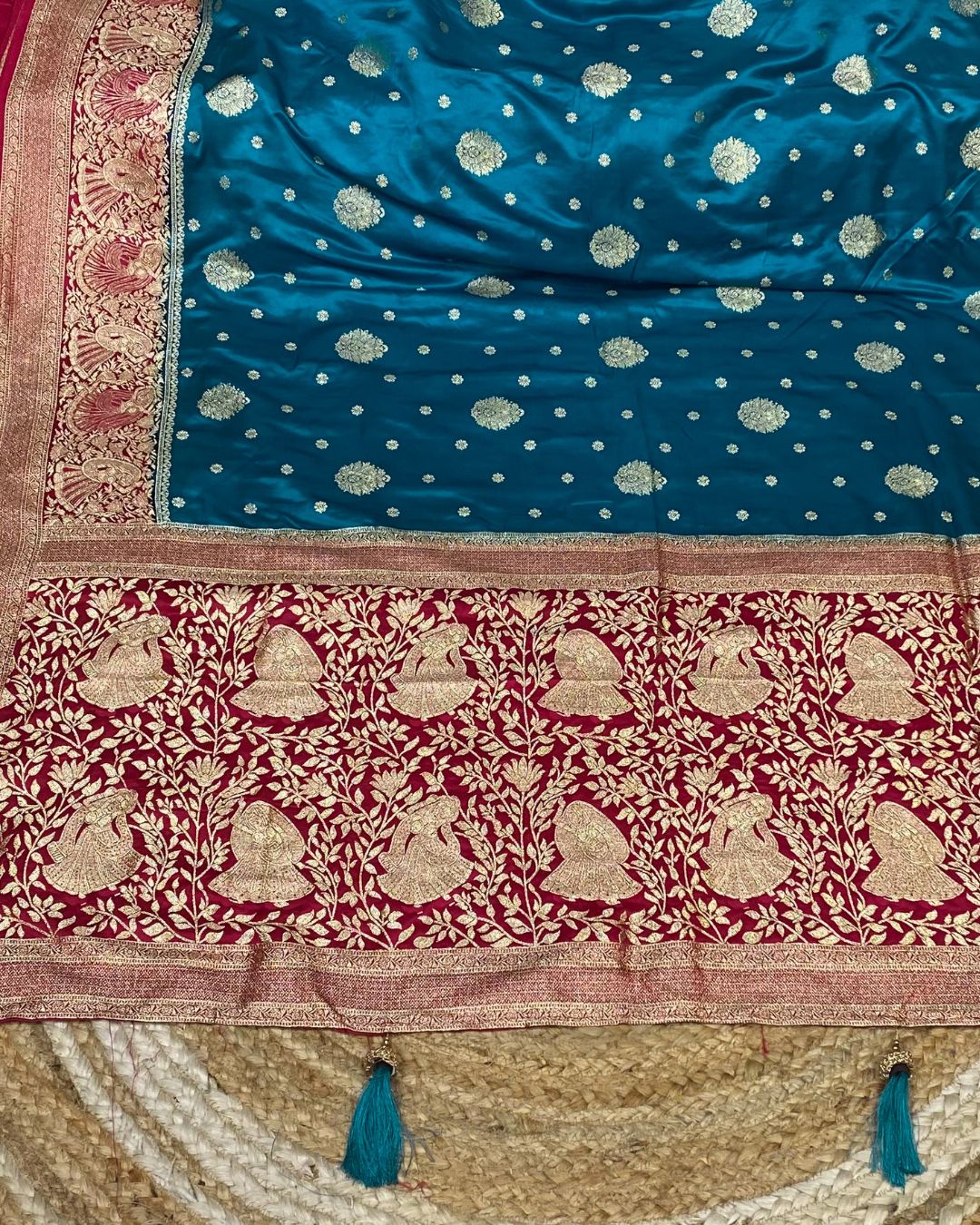 Blue Colour Soft Satin Silk Saree with Contrast Blouse Piece