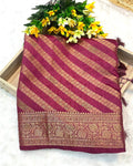 Wine Colour Vichitra Silk Swarovski Work Saree