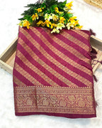 Wine Colour Vichitra Silk Swarovski Work Saree