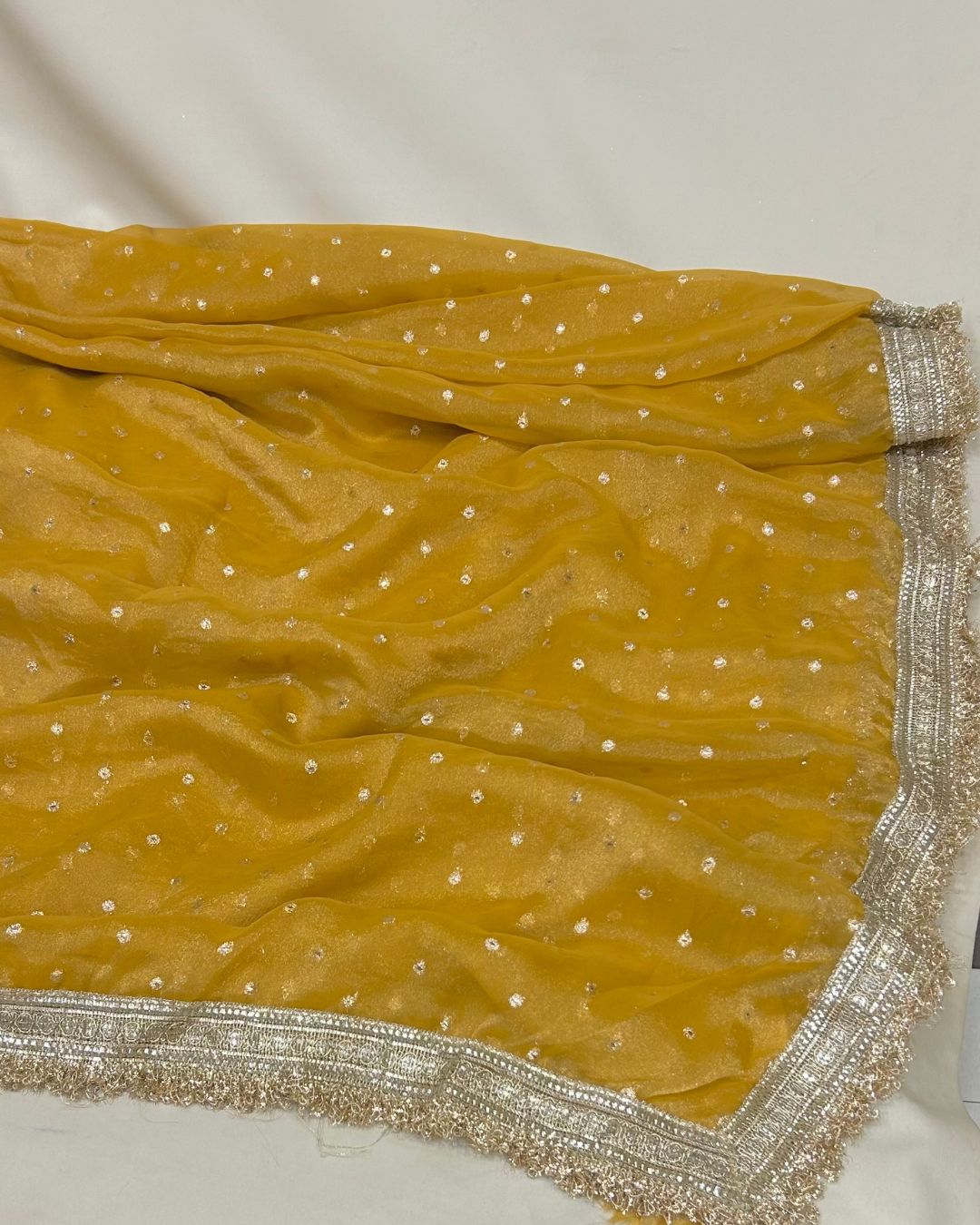 Golden Colour Space Silk Work Saree
