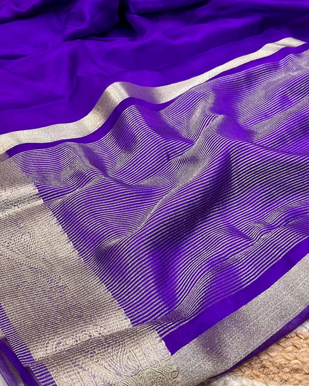 Purple Colour Organza Zari Border Saree