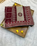 Maroon Colour Crunchy Silk Work Saree