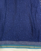 Blue Colour Mal Cotton Indigo Printed Saree with Contrast Border