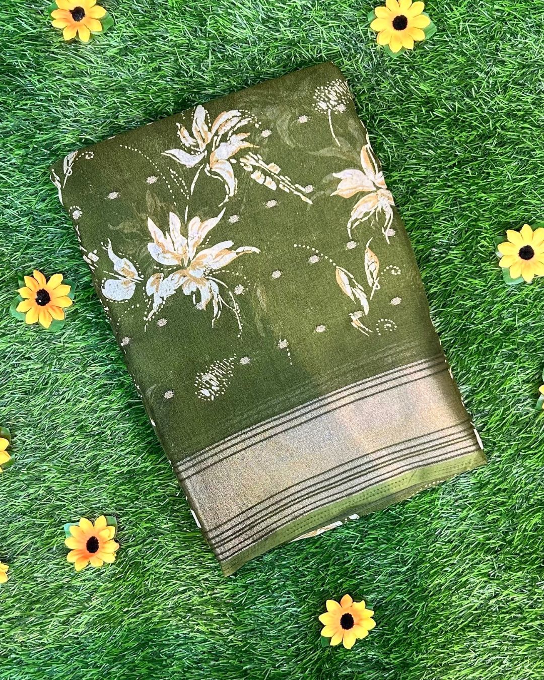 Mehendi Green Colour Viscose Saree