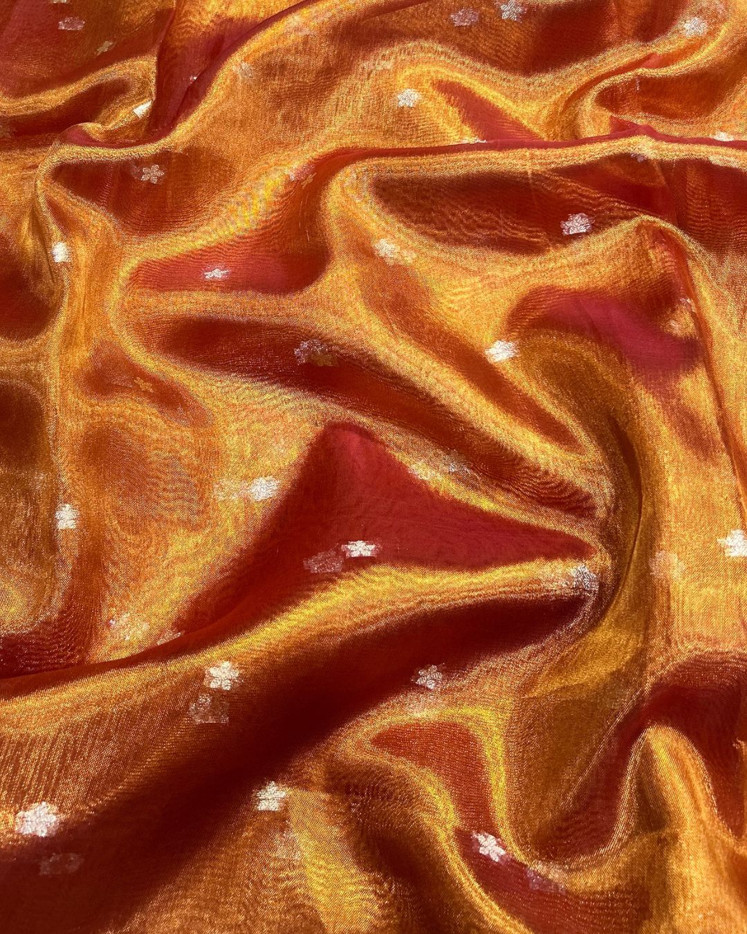 Rusty Orange Colour Tissue Silk Saree