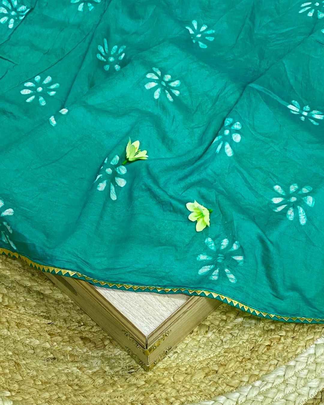 Rama Green Colour Batik Cotton Saree
